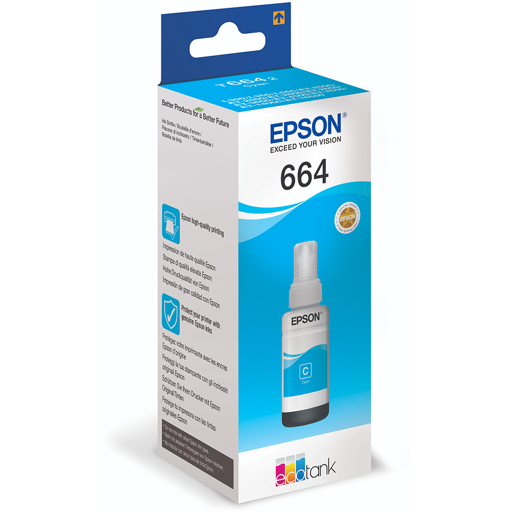 Botella de Tinta Epson T664 Cyan 70ml Clinik PC